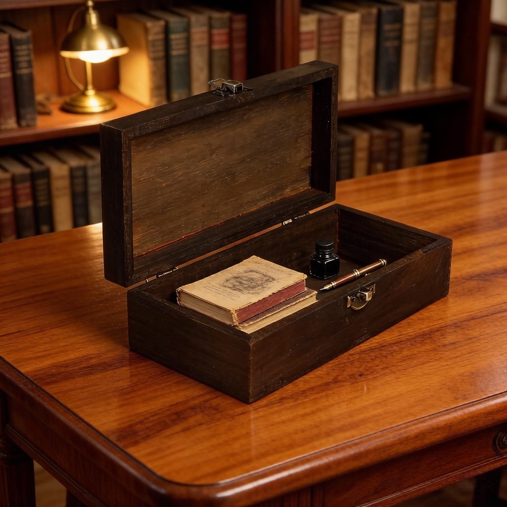 Vintage Dark Wood Storage Box  – Tech Accessories Storage recenzja i cena