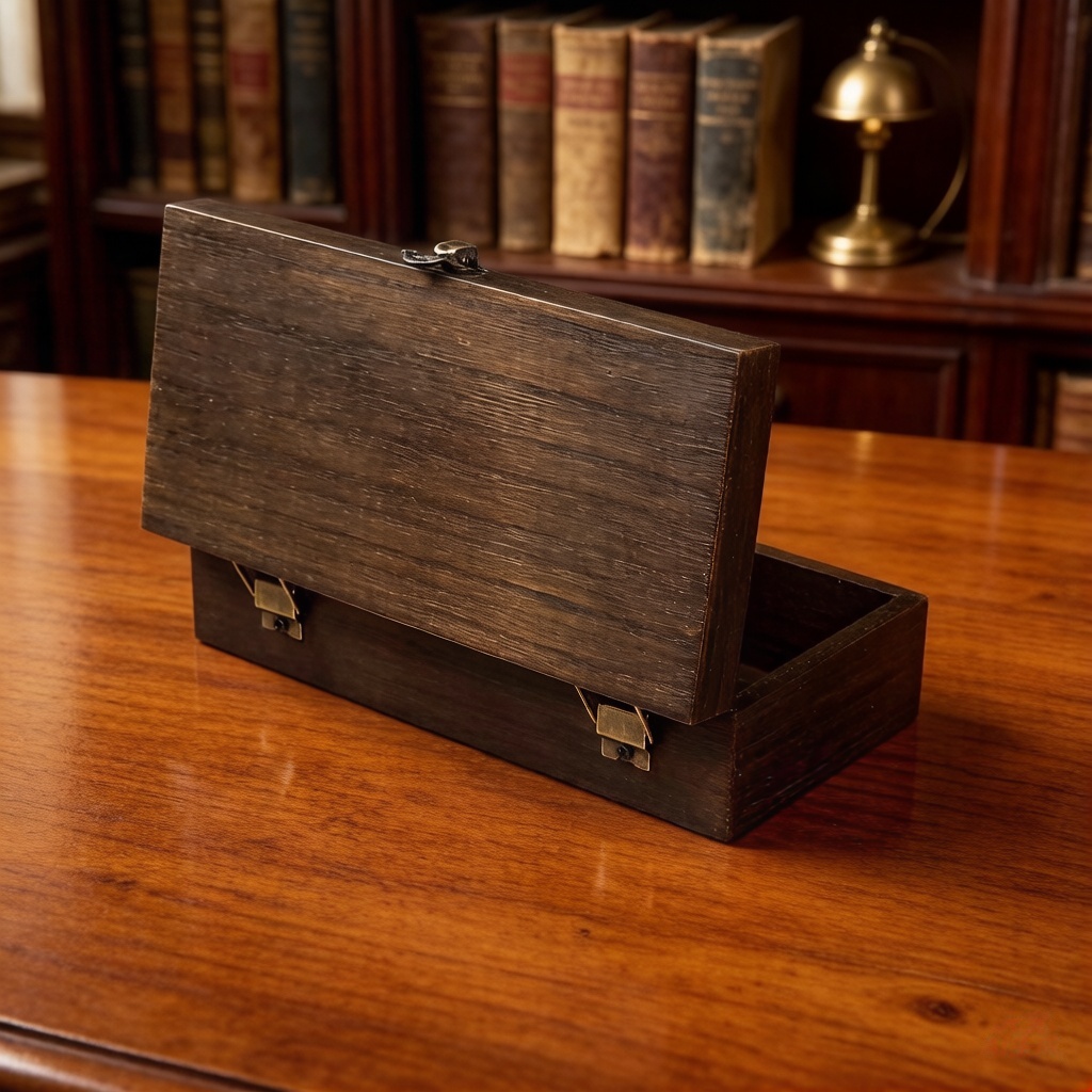 Vintage Dark Wood Storage Box  – Tech Accessories Storage recenzja i cena